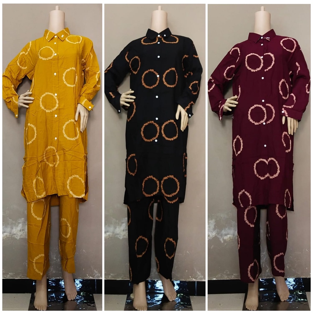 Setelan Tunik lengan panjang celana panjang