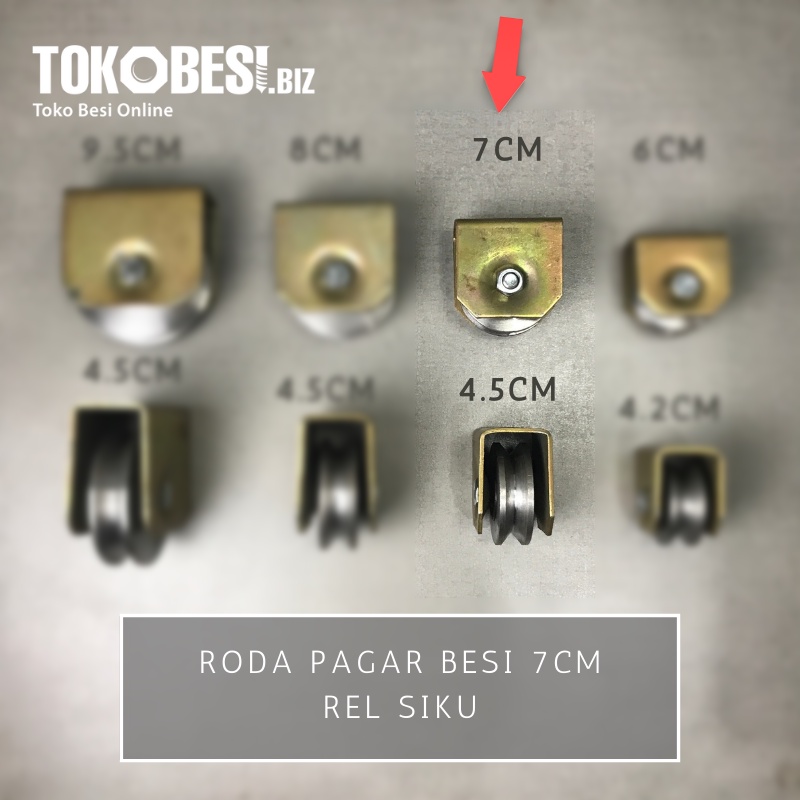 Roda pagar besi 7cm - rel siku (bh)