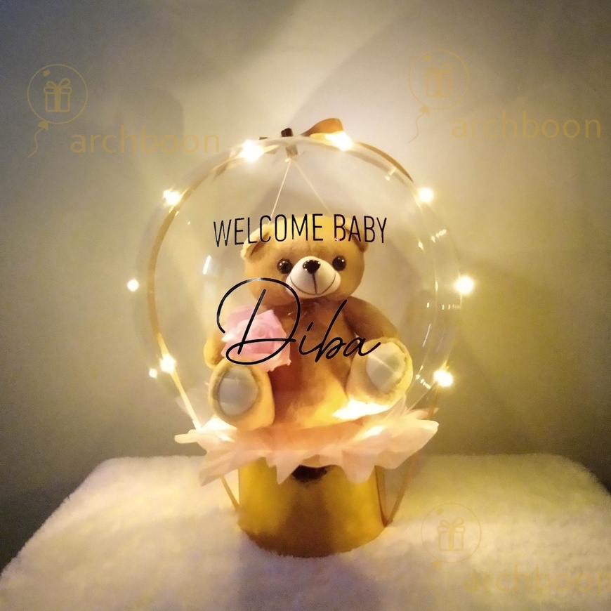 

(PO 1 HARI) Boneka Beruang dan Bunga Mawar di dalam Balon | Brown Bear Pink Rose Bloombox