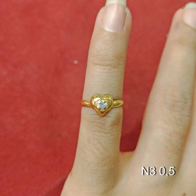 Cincin No 3 anak dan dewasa emas asli kadar 700 70% 22 1 satu gram gold kuning permata strawberry mickey warna