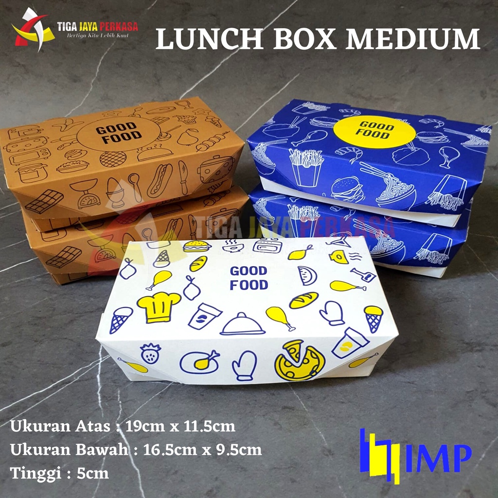 

Paper Lunch Box M Motif 50 Pcs / Kotak Makan Kertas Medium Food Grade