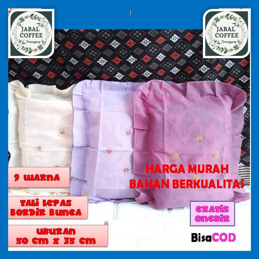 Urung Bantal Guling Kapuk Bordiran / Sarung Bantal Tidur Rumbai Polos Bordir  Ukuran 50 x 35 cm J10