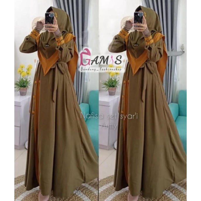 SET GAMIS NAFISA SYAR'I CANTIK ASLI BAHAN ITY CREPE