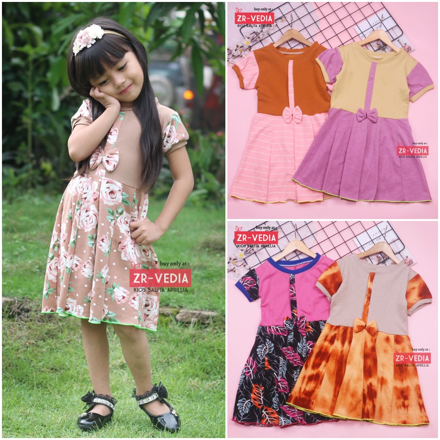 Dress Pita uk 4-5 Tahun // Dress Lengan Anak Cewek Murah Grosir Dress  Motif Batik Harian Adem