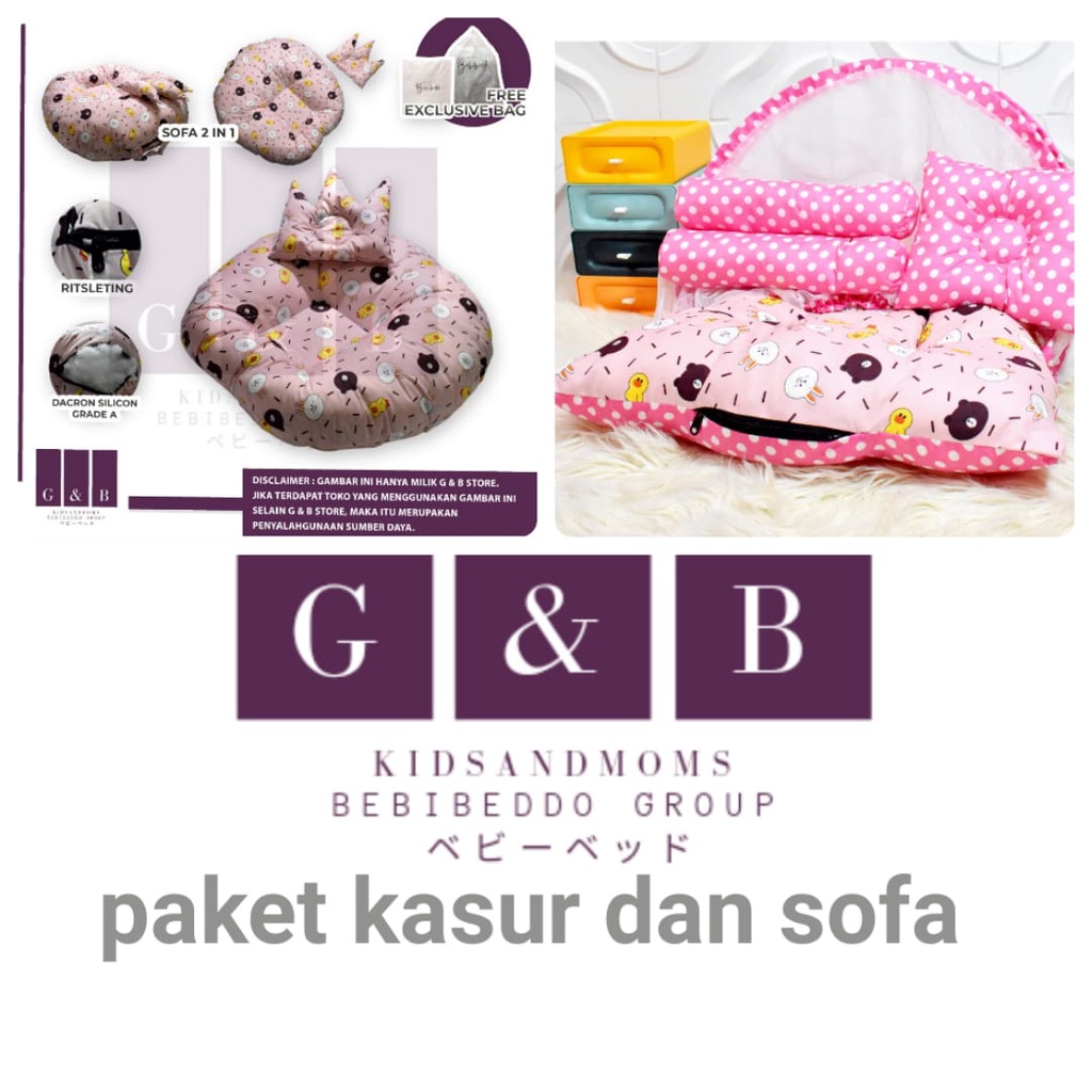 Paket Hemat Kasur bayi kelambu dan Sofa Bayi (Kasur Lipat Fullset) free bantal kelambu + tas
