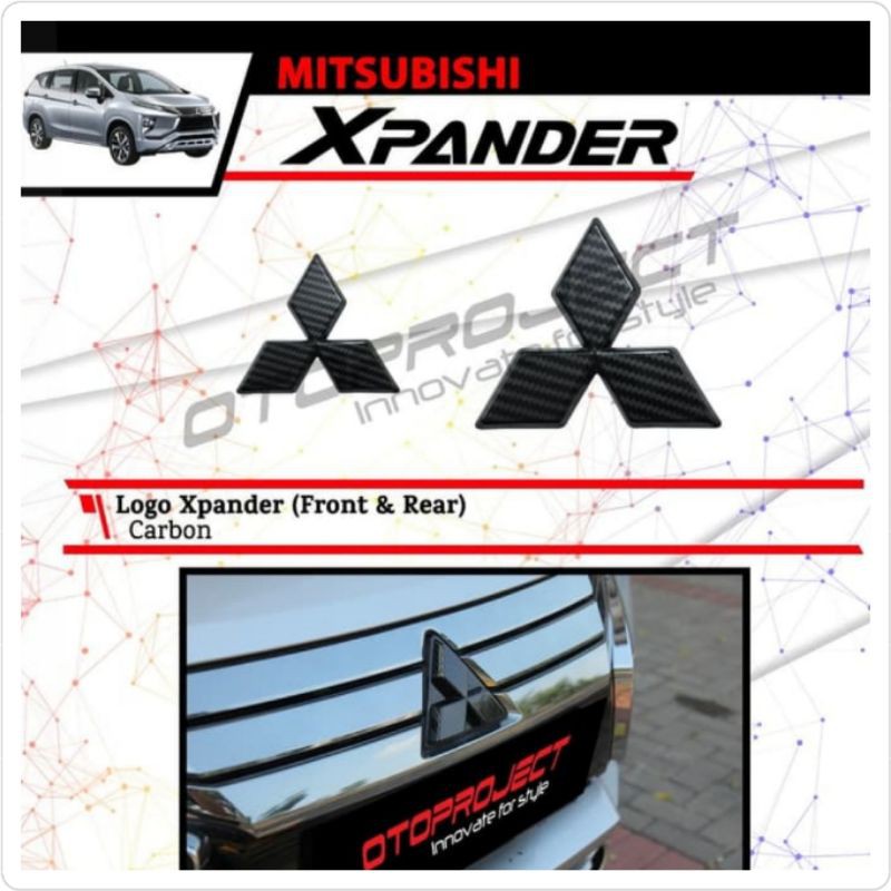 Logo Emblem Cover Xpander Depan &amp; Belakang Warna Carbon