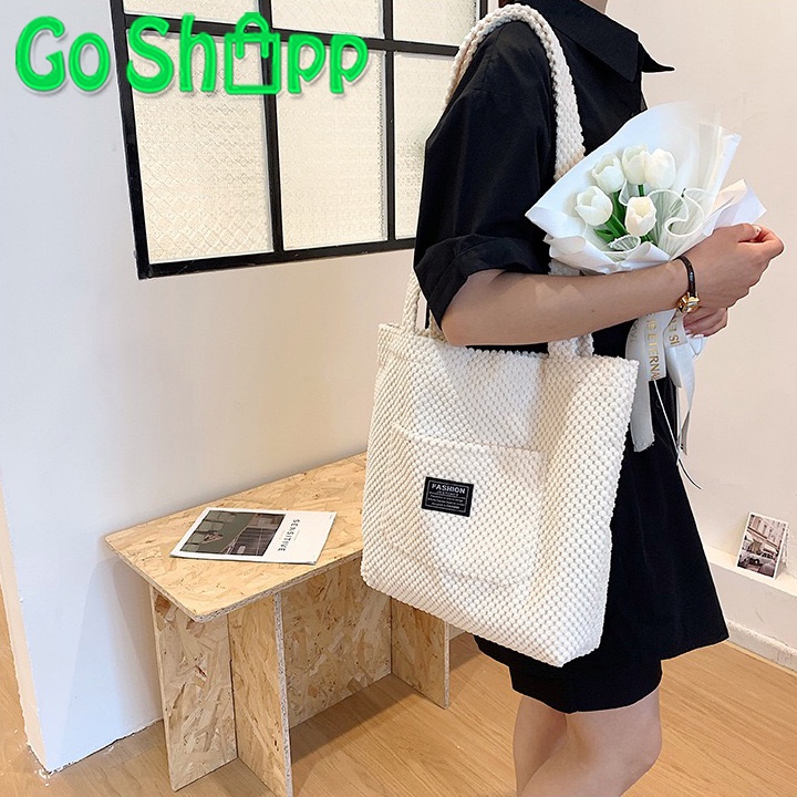 Tas Tote Bag Corduroy Besar Premium Pria Wanita Import Fashion Korea Terbaru - Totebag Kuliah Jumbo Unisex - Tas Wanita Totebag Aesthetic Kekinian [TE07]