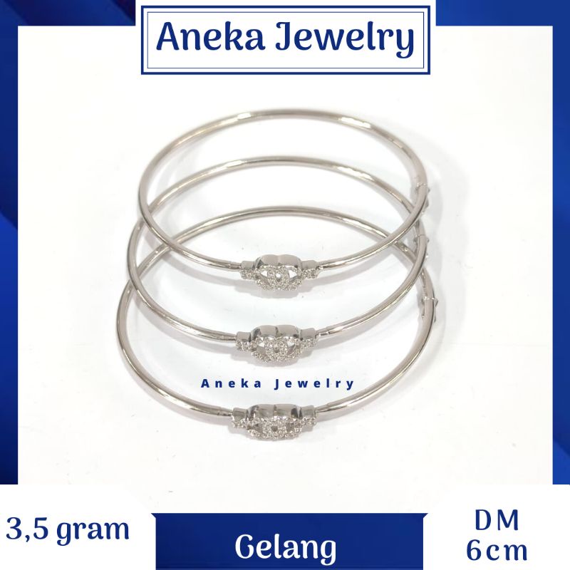 Gelang Pipa Fashion Cor Mata2, Perak 925, Sepuh Emas Putih