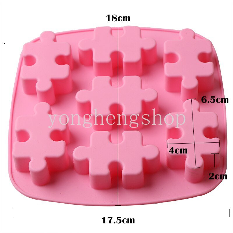 Cetakan Kue / Coklat / Sabun / Jelly / Pudding / Es Batu Bentuk Puzzle Jigsaw Bahan Silikon