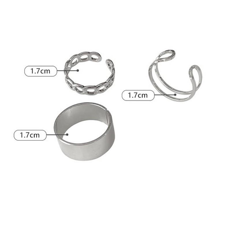 3pcs / Set Cincin Jari Telunjuk Model Terbuka Dapat Disesuaikan Gaya Hip-Hop Punk