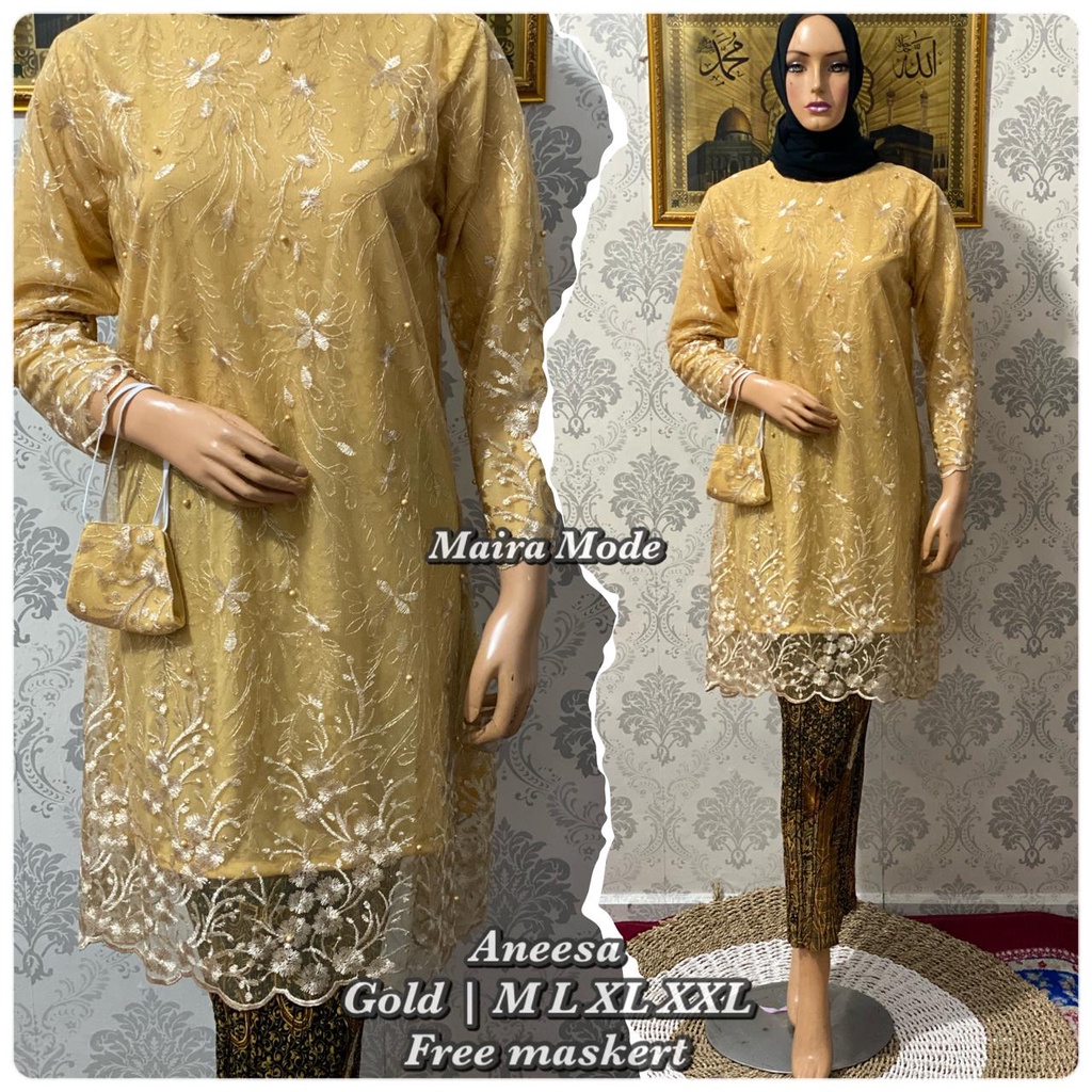 KEBAYA MODERN TUNIK SET PRISKET/ BROKAT TILLE SET PRISKET/FREE MASKER