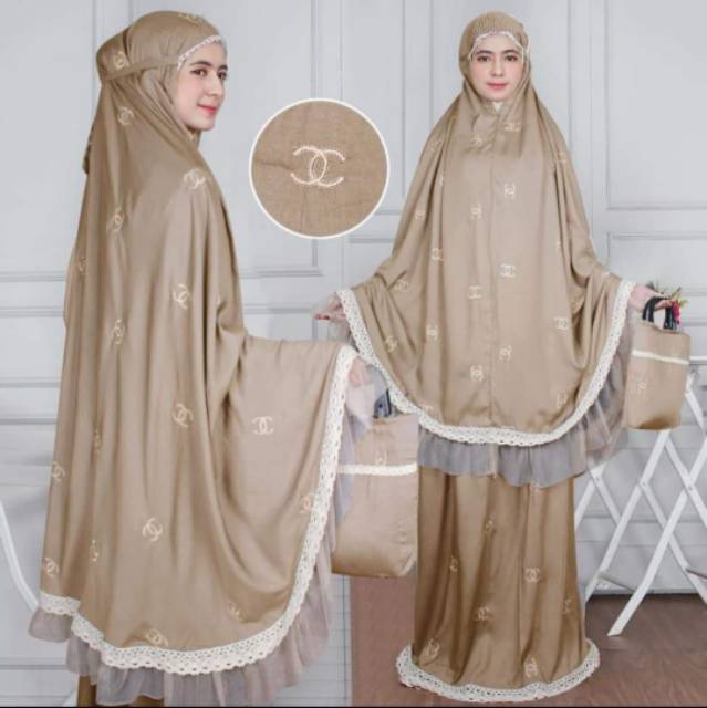 Mukena Bali Rayon Motif Channel MUKENA DEWASA SHABBY SAKURA Mewah Halu Adem Lembut