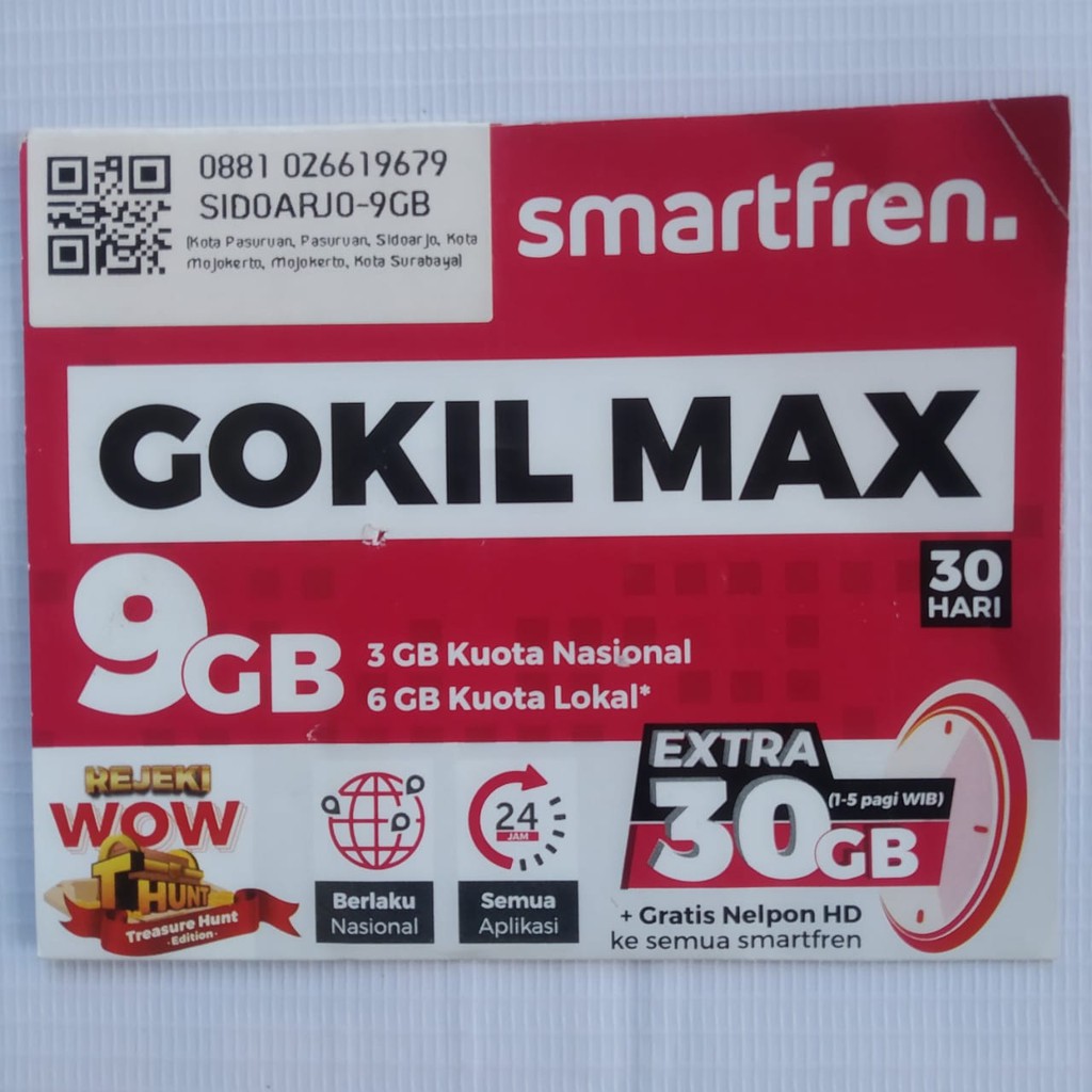 Perdana Smartfren Gokil MAX 9GB Total 39GB