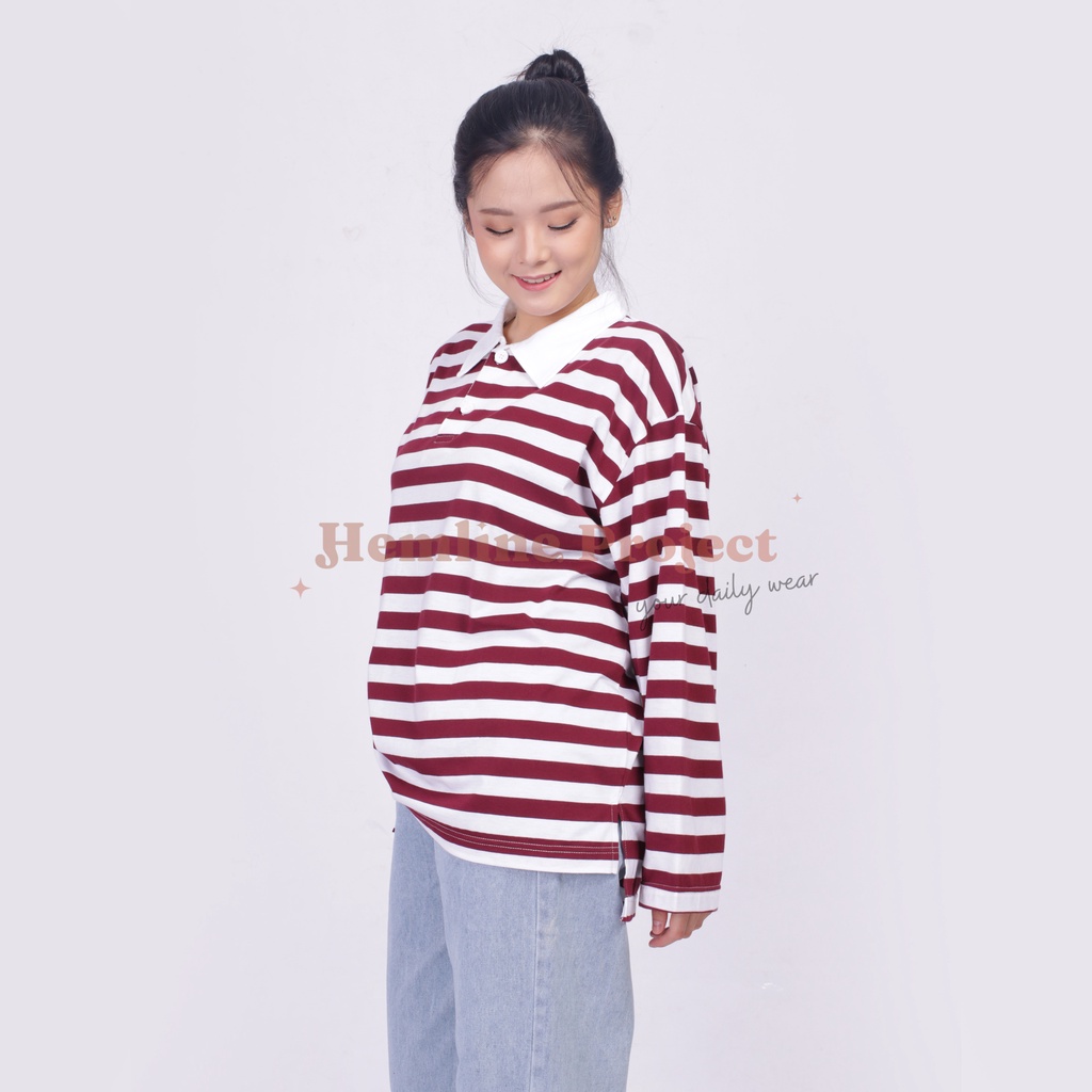 Hara Maroon Oversized Stripe Top
