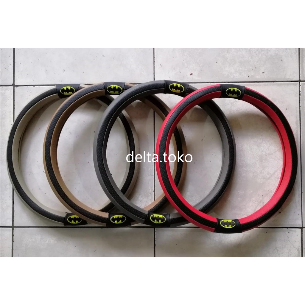 sarung stir/bungkus stir/steering wheel cover bahan mbtech logo batman