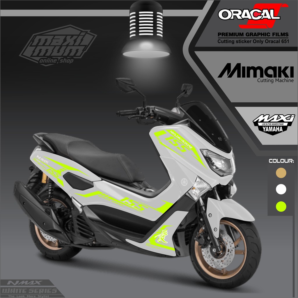 stiker cutting nmax putih dengan bahan stiker oracal kuning stabillo harga termurah