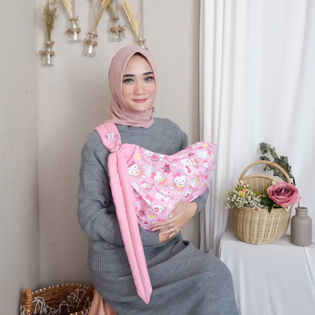 Gendongan Bayi Modern Premium Ring Sling Samping Kain Lebar Lapisan Padding Empuk Merek Ndollolo