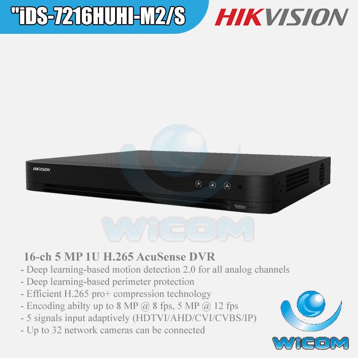 DVR HIKVISION 5MP 16 CHANNEL ACCUSENSE iDS-7216HUHI-M2/S AUDIO TURBO HD up-to 8MP