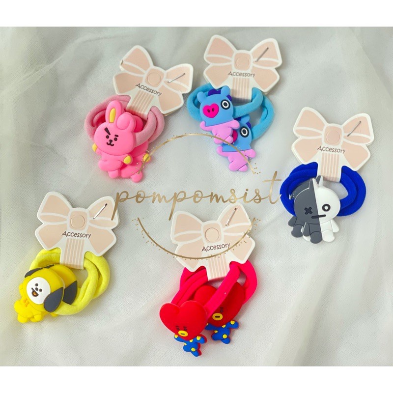 [ISI 2PCS] KUNCIR DONUT BTS / IKAT RAMBUT DONAT BTS BT21 / KARET RAMBUT KARAKTER KOREA/ BISA COD