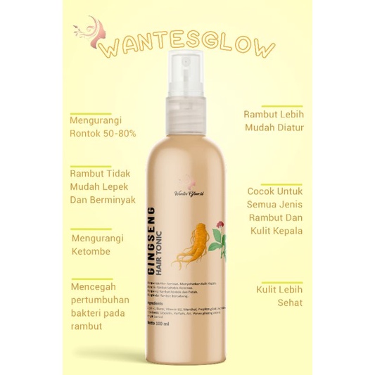 (TERAMPUH ATASI RAMBUT RONTOK) HAIR TONIC BY WANTESGLOW.ID 100ML-1