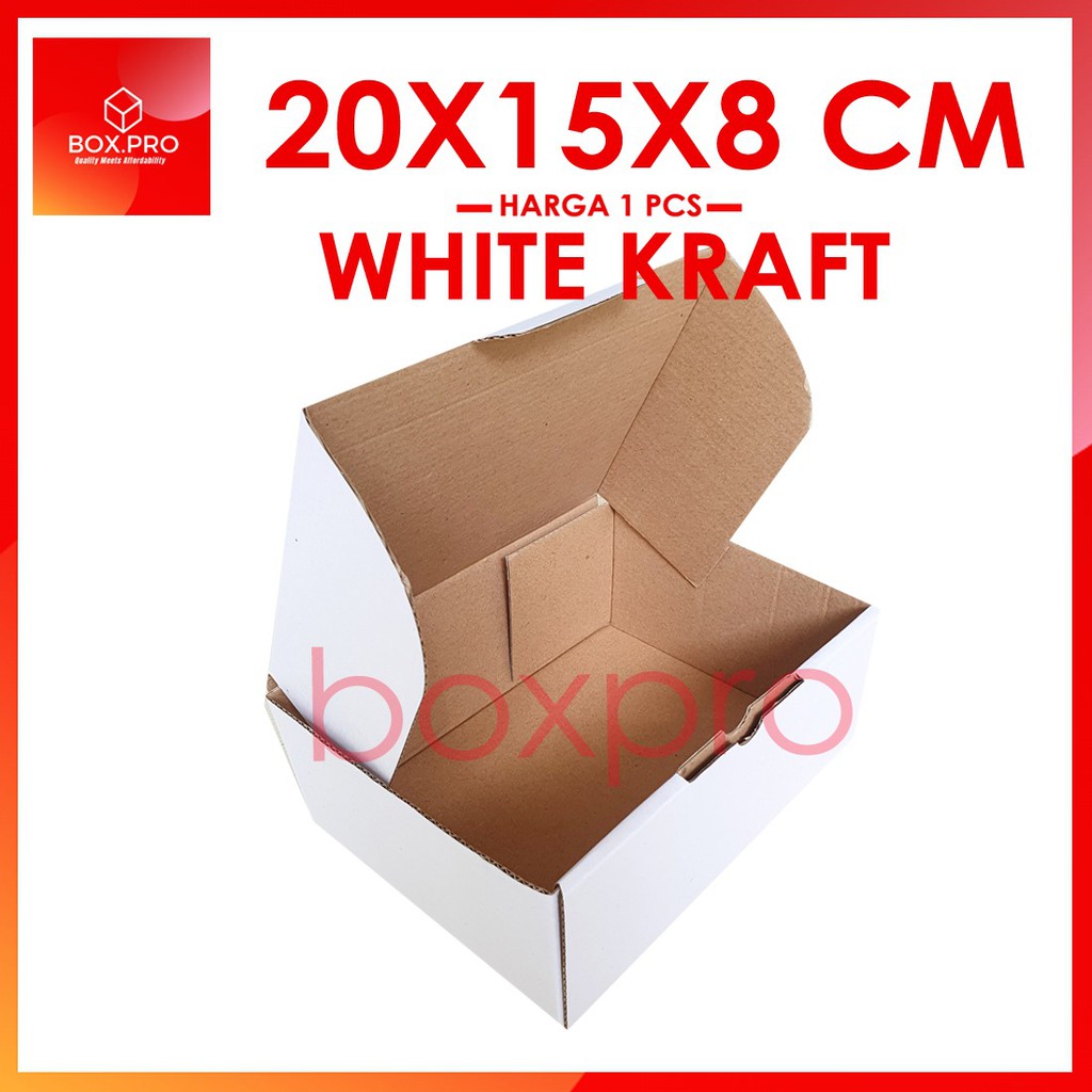 

Kardus dus PUTIH 20x15x8 cm Die Cut Box pizza Kotak Packing Aksesoris Baju Makanan hampers Hijab Kue