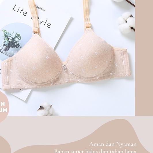 ♨ [HI] Bra FASHION Wanita CUP 3/4B Premium BH Busa Tipis Tanpa Kawat A7 - A7 GREY, 42/95B ✵