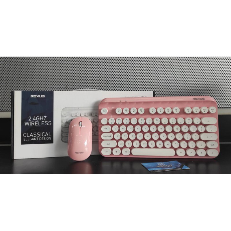 Keyboard Rexus Combo MOUSE KM9 Wireless PINK