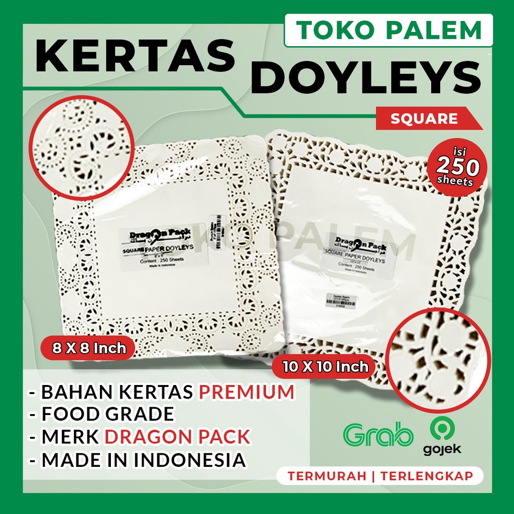 Kertas Doyleys (Putih-Kotak) / Doilies Paper Renda / Alas Toples Kue
