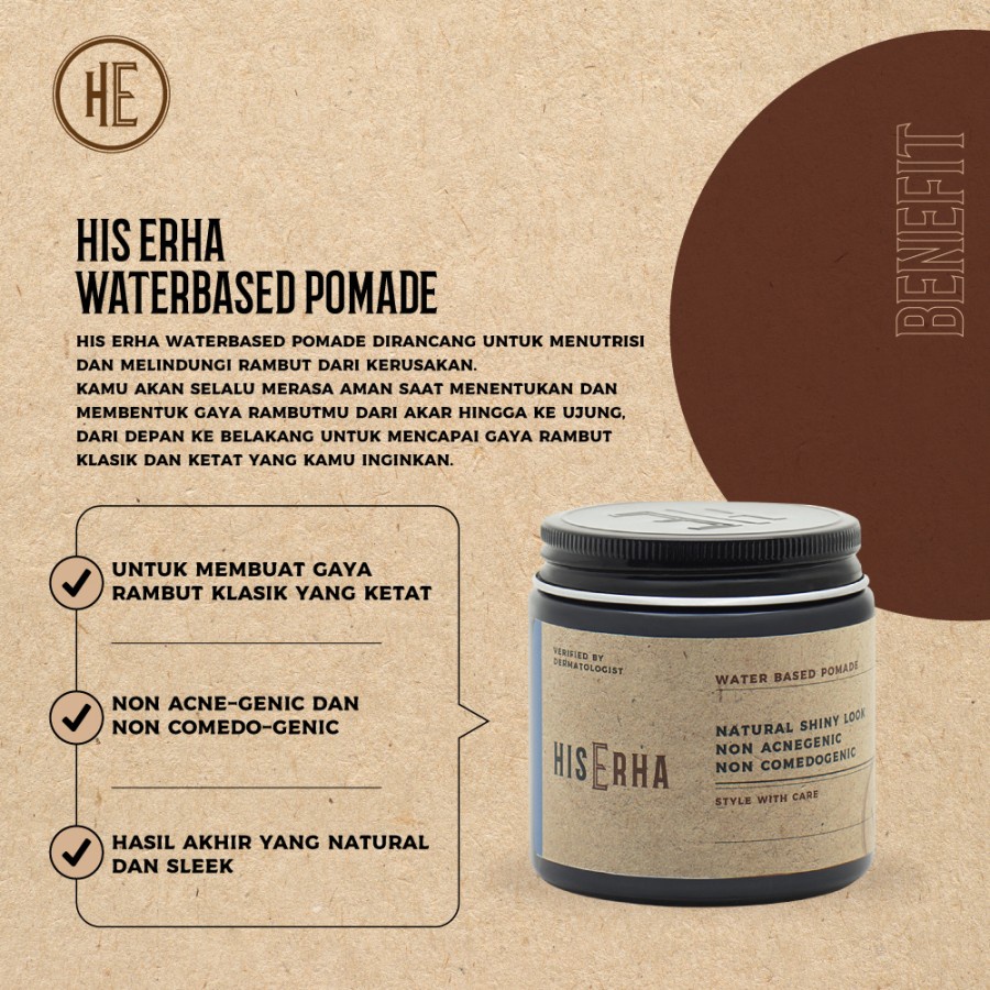 HIS ERHA Water Based Pomade - Hair Styling / Wax Rambut Tampak Basah-3