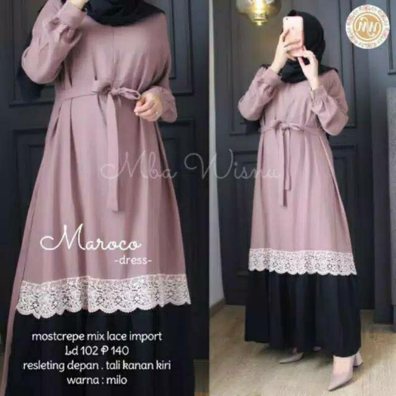 GAMIS MAROKO DRESS/GAMIS TERMURAH/DRESS TERBARU/PAKAIAN MUSLIM/BUSANA WANITA