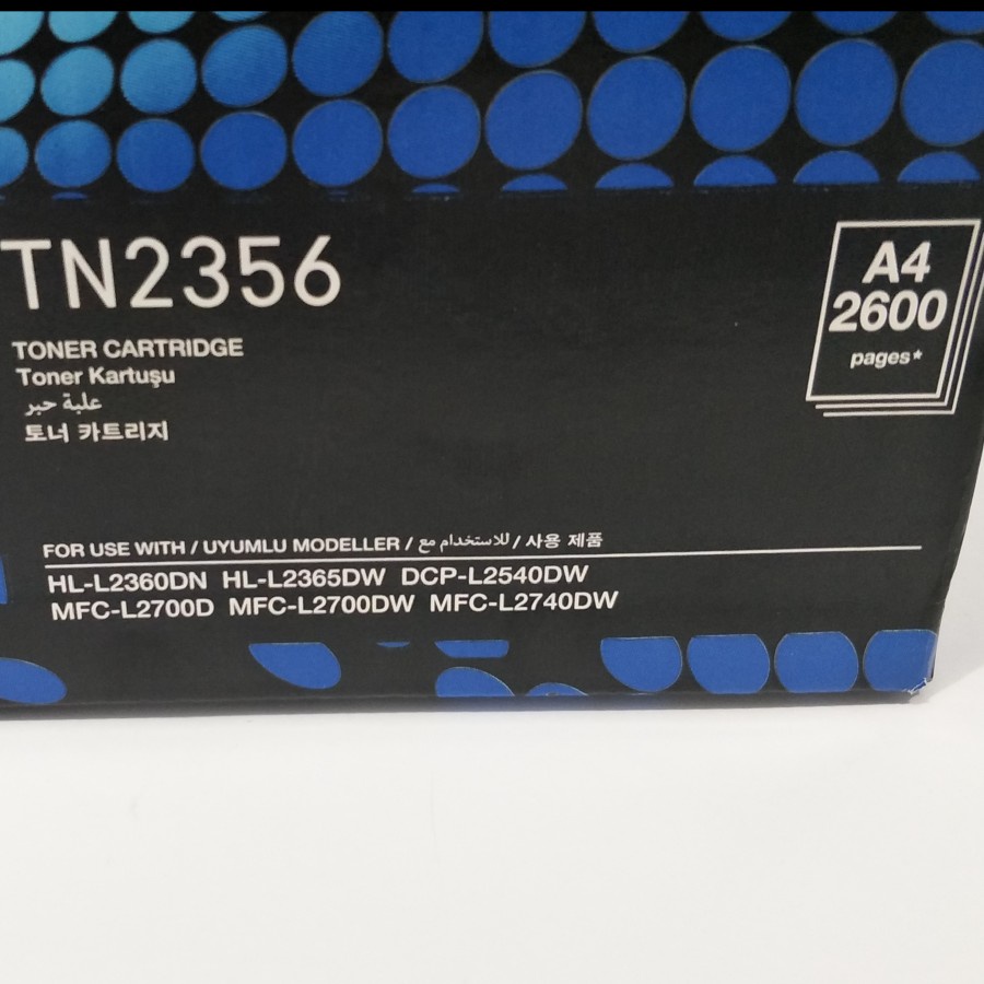 Cartridge Toner Bro TN2356 DCP-L2540dw L2540 MFC-L2700d L2740 L2700 HL-L2360dn L2365dw Original