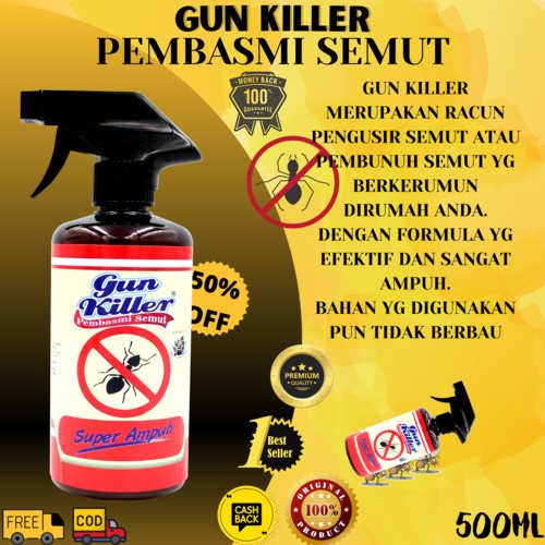 Obat Pembasmi Semut Serangga Tawon Kelabang Tuntas Mati Kering Gun Killer Racun Semut