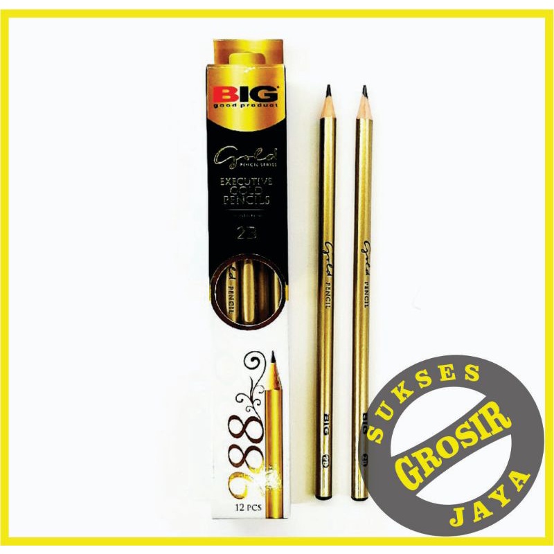 

1 PAK isi 12 pcs Pensil BIG 988-2B Gold, Pensil 2B, Pensil BIG, Pensil BIG 2B, Pencil, FREE BUBBLE WRAP