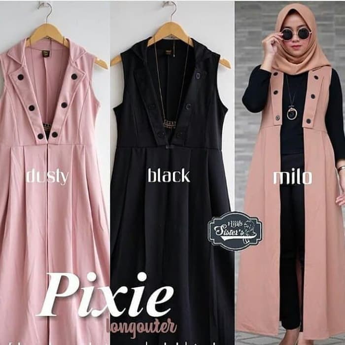 Pixie Long Outer-Cardigan Panjang-Rompi Wanita Murah-Outer Muslim