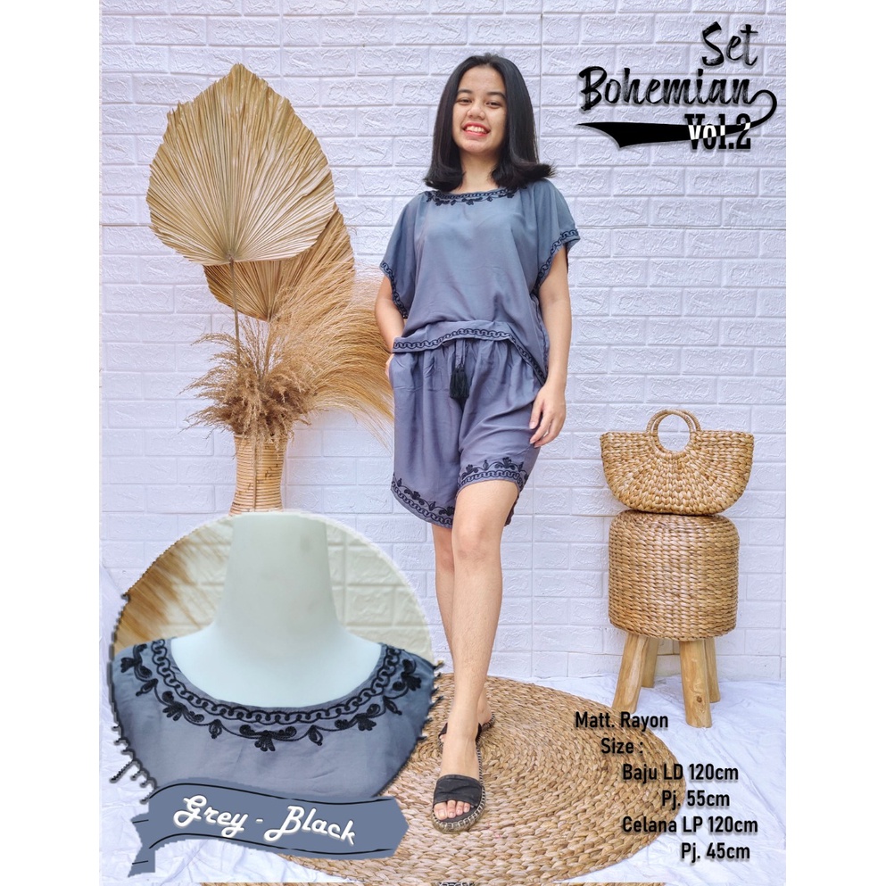 Setelan Bordir Bali Celana Pendek
