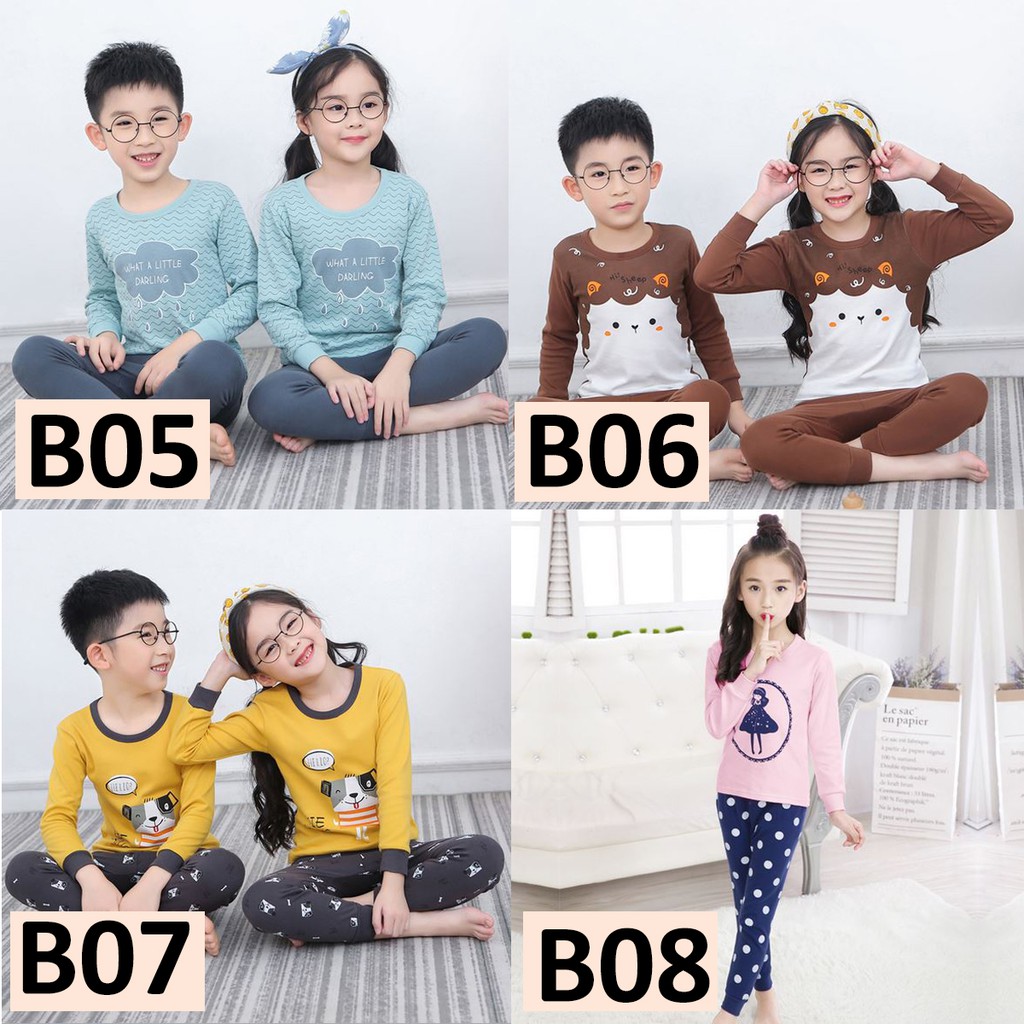 Setelan Piyama Baju  Kaos  dan  Celana Panjang Katun Anak  