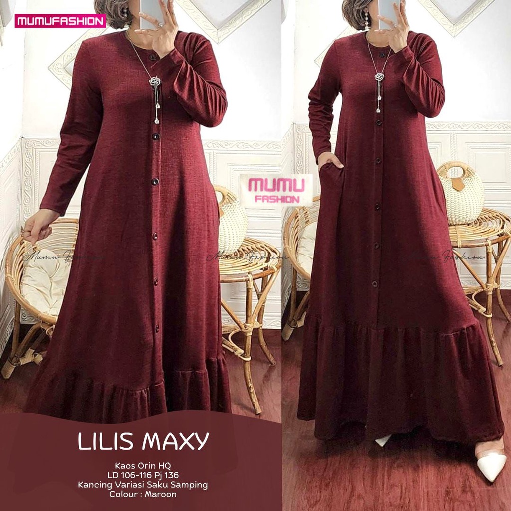 MUMU- LILIS MAXY Gamis Wanita Terbaru Bisa COD Bahan Kaos Orin HQ by MUMUFASHION