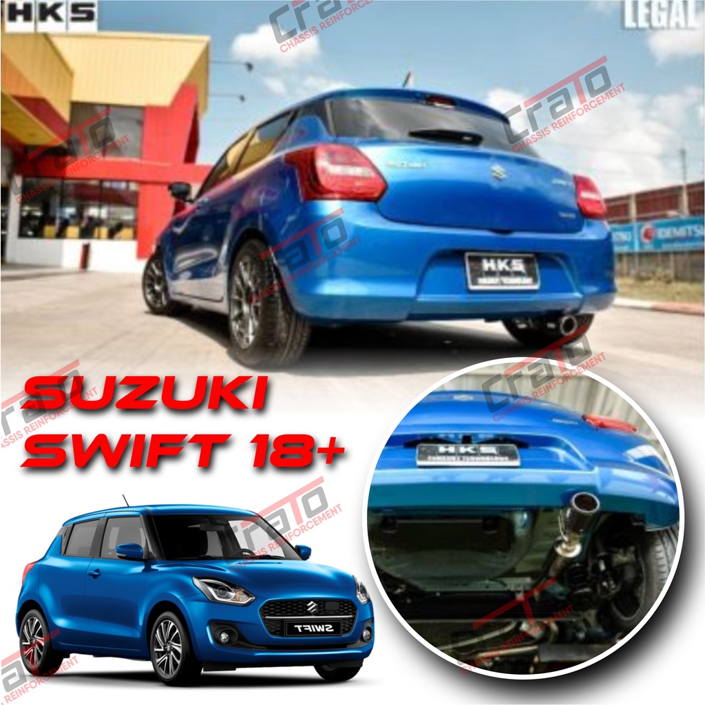 Aksesoris Muffler Exhaust Knalpot HKS Legal Suzuki Swift 18+ Carbon (32008-ZS001) Dijamin Original T