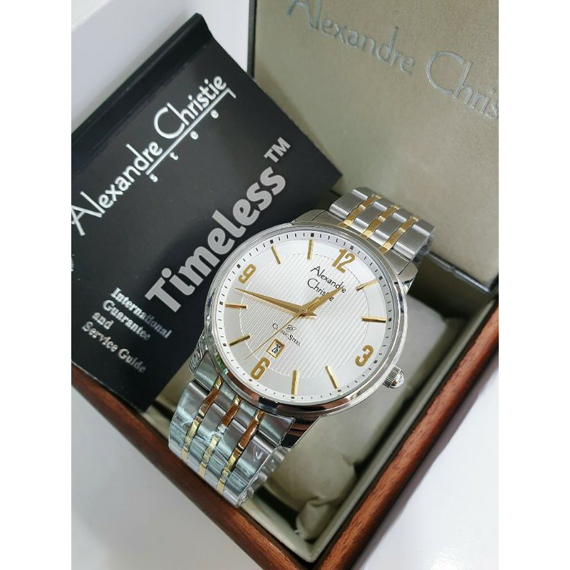 Jam tangan pria alexandre christie ac 8327 MD Silver Gold
