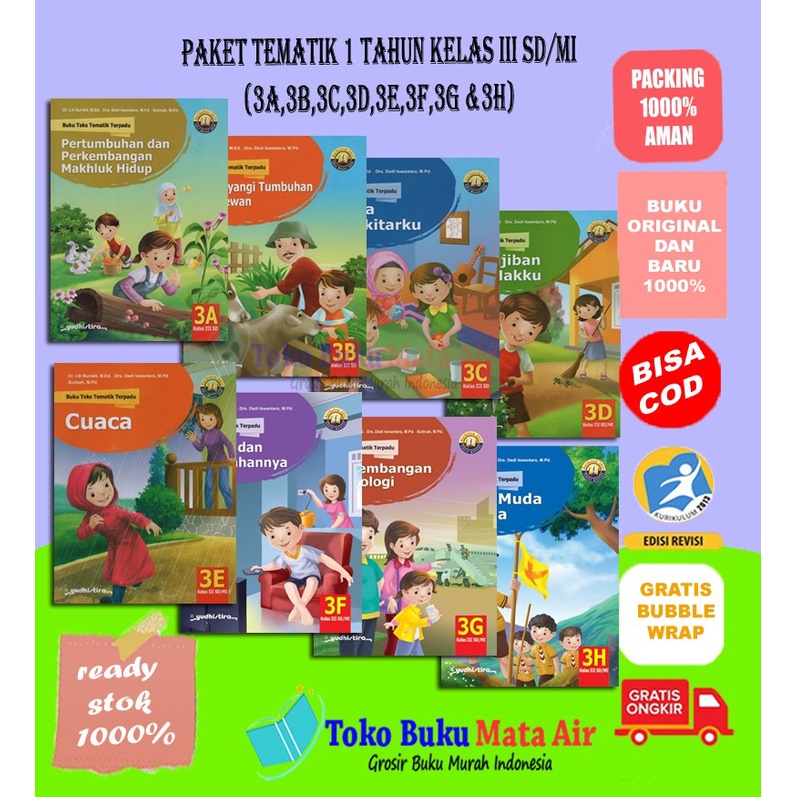 PAKET SATUAN TEMATIK KELAS III SD/MI K13N TEMATIK 3A-3H YUDHISTIRA
