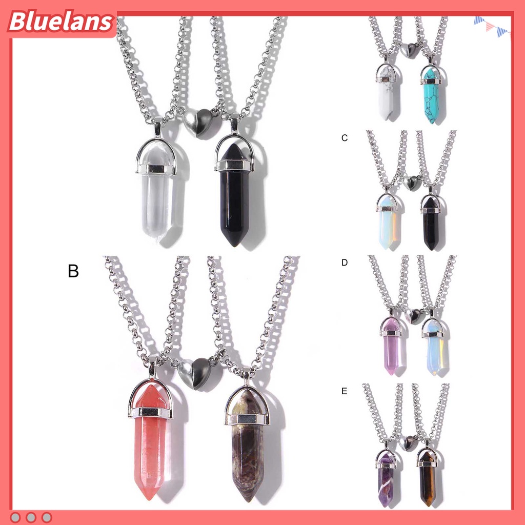 1 Pasang Kalung Liontin Magnetik Bentuk Geometris Untuk Pasangan