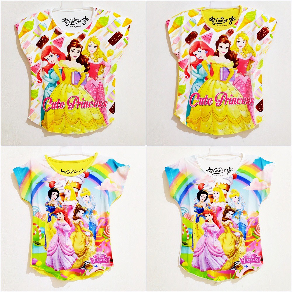 {Size 4 - 14} Baju Anak Coco Ice 3D Import Thailand Motif Princess usia 2 - 9 Tahun