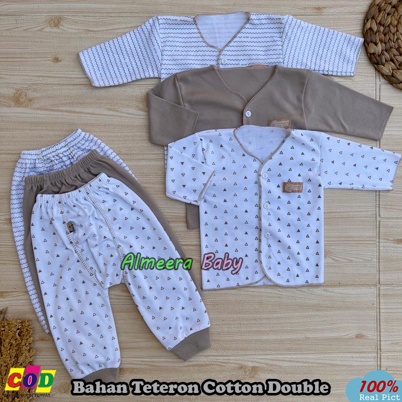 Bahan Katun TC 18 PCS Paket Lahiran Bayi Baru Lahir Serian Cream 0-3 Bulan Almeera Baby and Kids