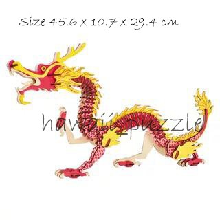 Puzzle 3D DIY bahan kayu model Dragon imlek mainan puzzle edukasi anak (kado &amp; pajangan)