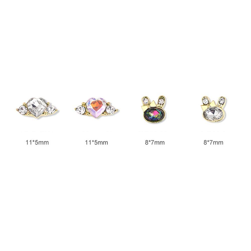 AUGUSTINA Agustina Jantung Kuku Berlian Imitasi Wanita Sparkly Hiasan Kuku Manicure Nail Aksesoris Flatback Kelinci Nail Art Permata
