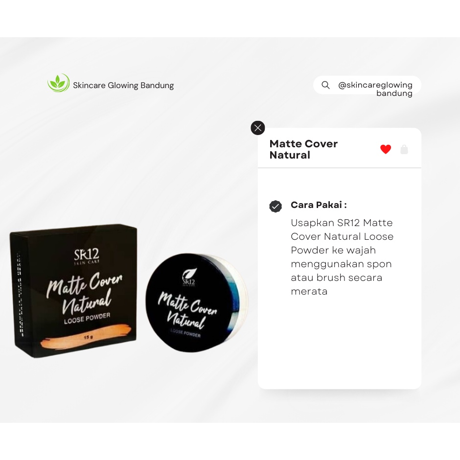 Bedak Tabur Matte Cover Loose Powder SR12 Bedak Untuk Kulit Berjerawat Bedak Tabur Glowing Bedak Glowing Tahan Lama Anti Air