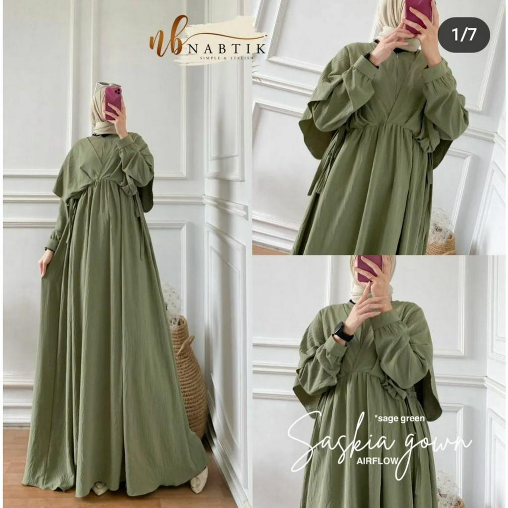 Ukuran 5L XXXL XXL XL L M S | Bahan Cey airflow crinkle premium | Saskia maxi big size