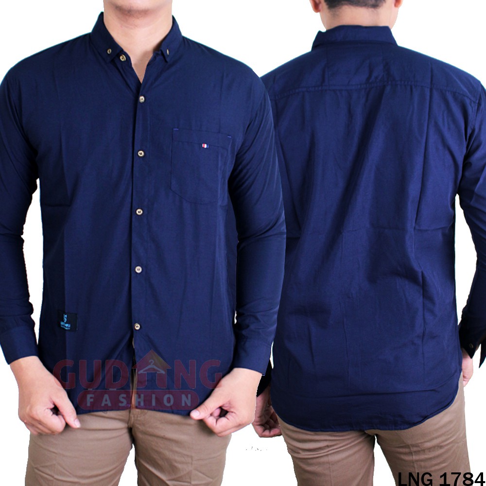 Kemeja Pria Lengan Panjang Oxford Polos - LNG 1784