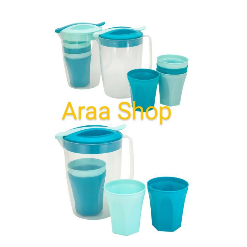 GREEN LEAF Set Teko + Gelas Toscana 2 Liter / Eskan Pitcher Set Water Jug 2L Neo Tank