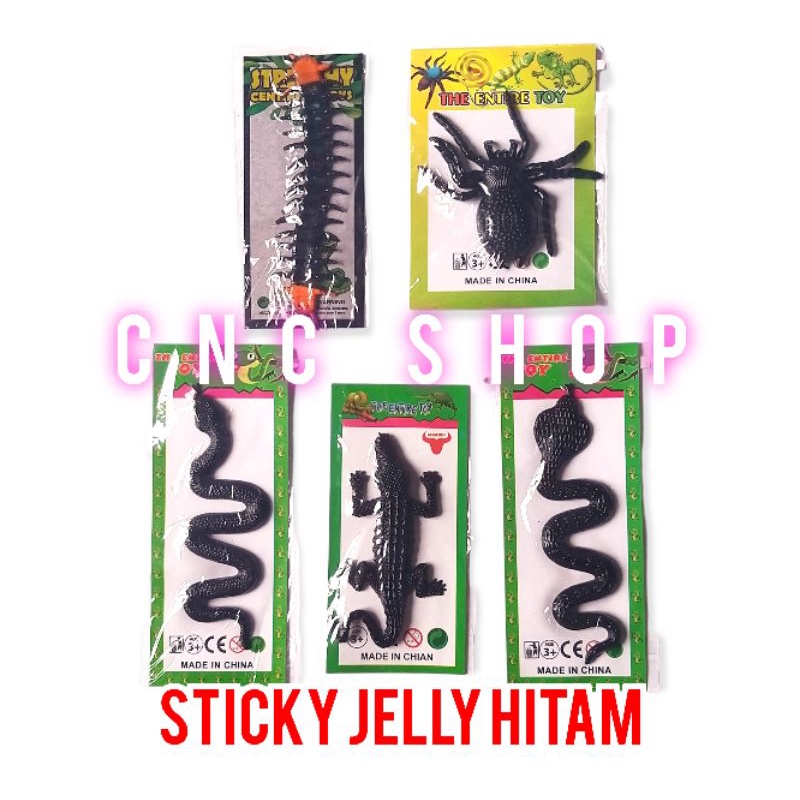 Mainan Sticky Toys Buaya / Dino / Ular / Kelabang / Laba Laba Hitam Jumbo Prank Toys Jelly Karet bisa Nempel Melar Stretchy Murah